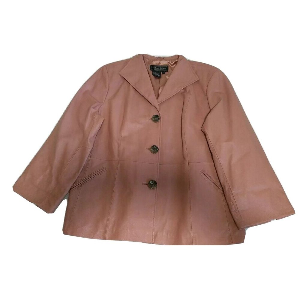 Vintage Terry Lewis Classic Luxuries Size 2X Coral Leather Jacket